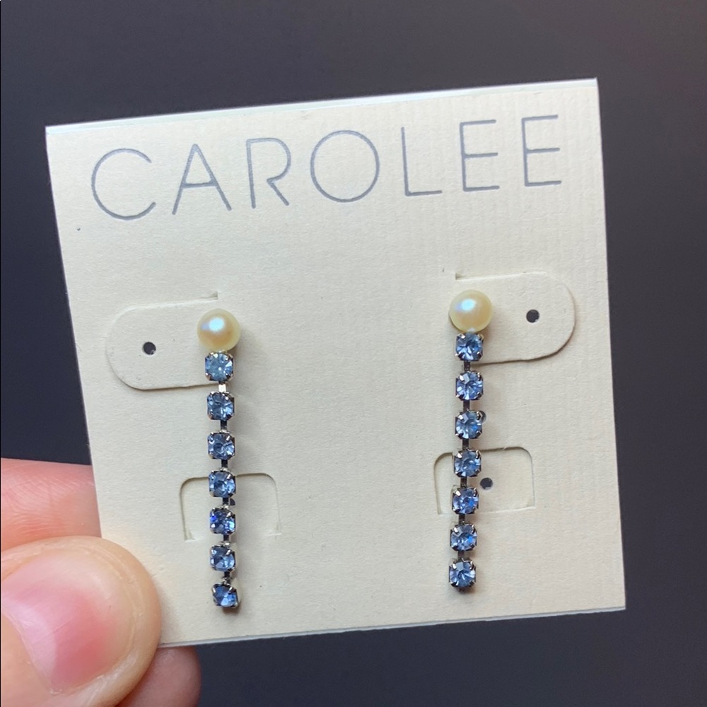 Vintage Carolee Blue and Pearl Drop Earrings